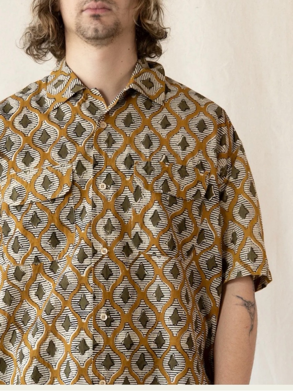 TS(S) ethnic print short sleeve button up shirt